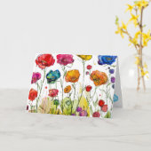 鮮やかなポピーのパノラマ　母の日カード カード (黄色い花)