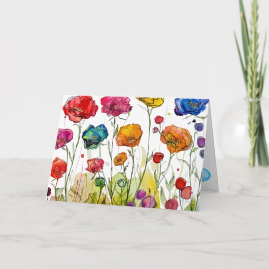 鮮やかなポピーのパノラマ　母の日カード カード (正面)