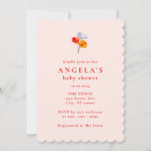 鮮やかなポピー花のベビーシャワー 招待状 (正面)