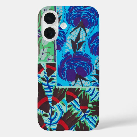 鮮やかなマキシマリストの青と緑の花の芸術 Case-Mate iPhoneケース (裏面)
