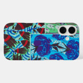 鮮やかなマキシマリストの青と緑の花の芸術 Case-Mate iPhoneケース (裏面 (横))