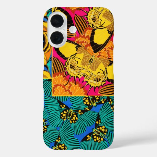 鮮やかなマキシマリスト ピンクとティール蝶アート Case-Mate iPhoneケース (裏面)