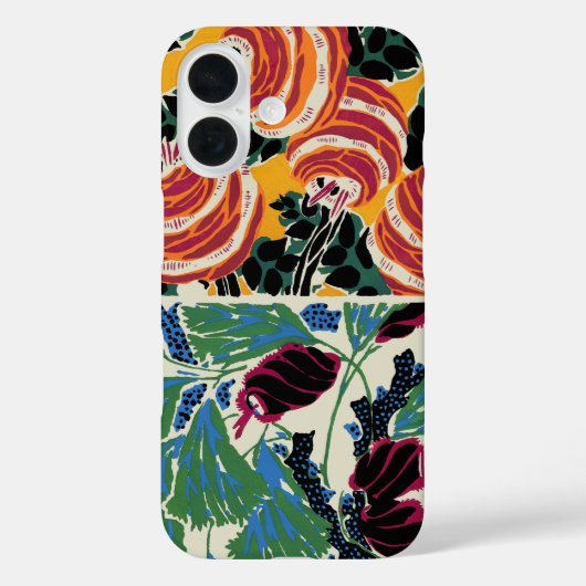 鮮やかなマゼンタとオレンジの抽象的な花の芸術 Case-Mate iPhoneケース (裏面)