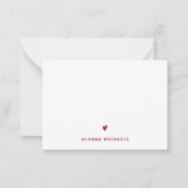 鮮やかなマゼンタのハートと名前 ノートカード (正面)