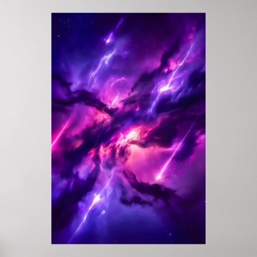 鮮やかなマゼンタの宇宙の空洞星雲アート ポスター (正面)