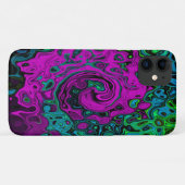 鮮やかなマゼンタの抽象的なグルービーリキッドアートスワール Case-Mate iPhoneケース (裏面(横))