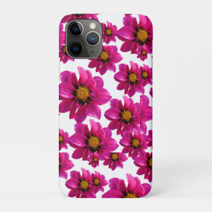 鮮やかなマゼンタピンクのダリアの花柄シャワーカーテン iPhone 11 PROケース