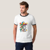 鮮やかなマヤ祭司のヘビ頭飾り Tシャツ (正面フル)