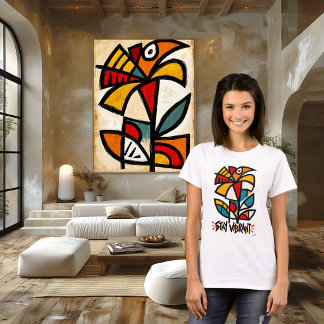 鮮やかなマリーゴールドの部族抽象芸術 Tシャツ