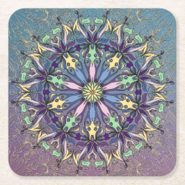 鮮やかなマンダラ紙コースター スクエアペーパーコースター