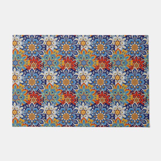 鮮やかなマンダラ ドアマット (正面)