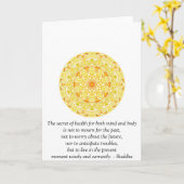 鮮やかなマンデラとの美しい仏教の引用文 カード (黄色い花)