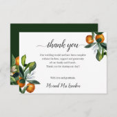 鮮やかなミカン結婚ドブーケ感謝していのお前 サンキューカード (正面/裏面)