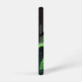 "鮮やかなミントプラントマクロ – ボタニカルグリーンの黒 SAMSUNG GALAXYケース (右側面)