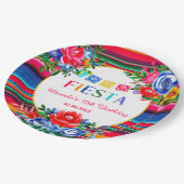 鮮やかなメキシカンセラペ＆フラワーバースデイフィエスタ ペーパープレート (アングル)