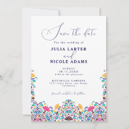 鮮やかなメキシコのフィエスタスタイルの虹のウェディング セーブザデート