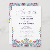 鮮やかなメキシコのフィエスタスタイルの虹のウェディング セーブザデート (正面/裏面)