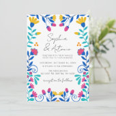 鮮やかなメキシコの花のフィエスタウェディング 招待状 (スタンド正面)