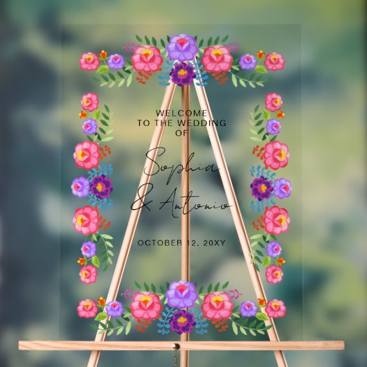 鮮やかなメキシコの花祭りの結婚式 アクリルサイン (ニュートラル)