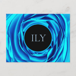 鮮やかなメタリックブルーのバラ「ILY」- 愛してる ポストカード