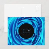 鮮やかなメタリックブルーのバラ「ILY」- 愛してる ポストカード (正面/裏面)