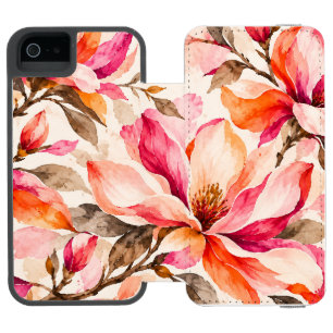鮮やかなモクレンの植物画フラワーデザイン iPhone SE/5/5sウォレットケース