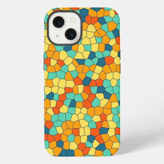 鮮やかなモザイク模様 iPhoneケース (裏面)