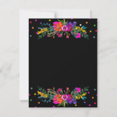 鮮やかなモダンな花と黒のフィエスタへの返信 招待状 (裏面)