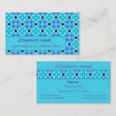 鮮やかなモダンの抽象芸術の格子水の青のキルト 名刺 (正面/裏面)