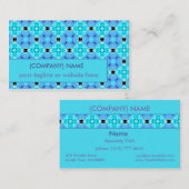 鮮やかなモダンの抽象芸術の格子水の青のキルト 名刺 (正面/裏面)