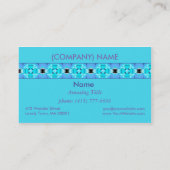 鮮やかなモダンの抽象芸術の格子水の青のキルト 名刺 (裏面)