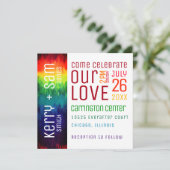 鮮やかなモダンの抽象芸術の虹の結婚式招待状 招待状 (スタンド正面)