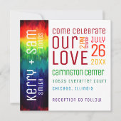 鮮やかなモダンの抽象芸術の虹の結婚式招待状 招待状 (正面)