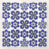 鮮やかなモダンフローラコースター ガラスコースター (正面)