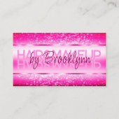 鮮やかなモダンホットピンクと輝くグリッター星 名刺 (正面)