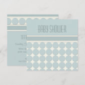 鮮やかなモダン ブルー ベイビー シャワー 招待状 (正面/裏面)