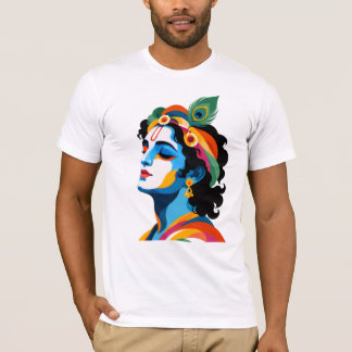 鮮やかなモダン・ロード・クリシュナ・ポップアート・グラフィック Tシャツ