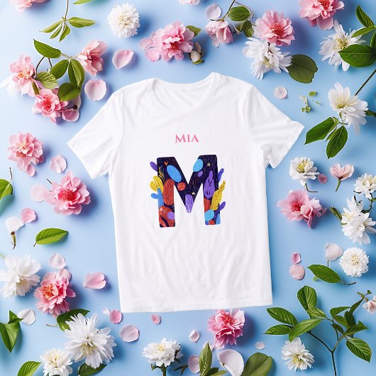 鮮やかなモノグラム - Mの文字の芸術的な誕生日ギフト トライブレンドTシャツ