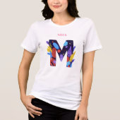 鮮やかなモノグラム - Mの文字の芸術的な誕生日ギフト トライブレンドTシャツ (正面)