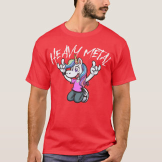 鮮やかなユニコーン・ロックハンド デザイン ヘヴィメタル ファミリー Tシャツ