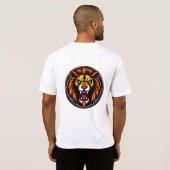 鮮やかなライオンのヘッドグラフィック Tシャツ (裏面フル)