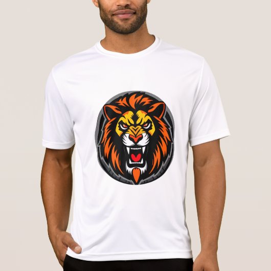 鮮やかなライオンのヘッドグラフィック Tシャツ (正面)