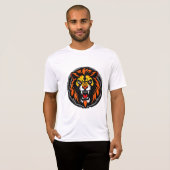 鮮やかなライオンのヘッドグラフィック Tシャツ (正面フル)