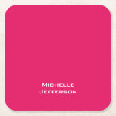 鮮やかなラズベリーのようなピンクがかった赤 モダンでおしゃれなトレンディカラー スクエアペーパーコースター (正面)