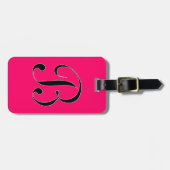 鮮やかなラズベリーのモノグラム文字B ラゲッジタグ (正面横)