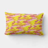 鮮やかなラズベリー、ピンク、黄色、オレンジの枕 ランバークッション (裏面)