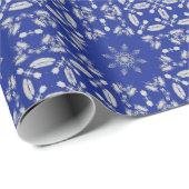 鮮やかなリッチな青い銀星花の幾何学的なラップ ラッピングペーパー (ロールコーナー)