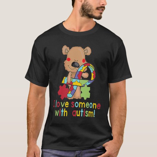 鮮やかなリボンを付けた自閉症のくま Tシャツ (正面)