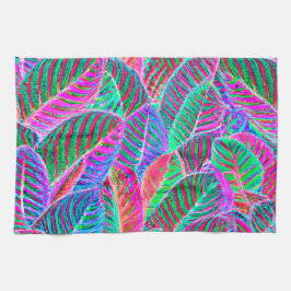 鮮やかなリーフパターンデザイン キッチンタオル