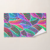 鮮やかなリーフパターンデザイン バスタオルセット (ハンドタオル)